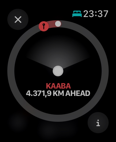 Watch face with qibla complication